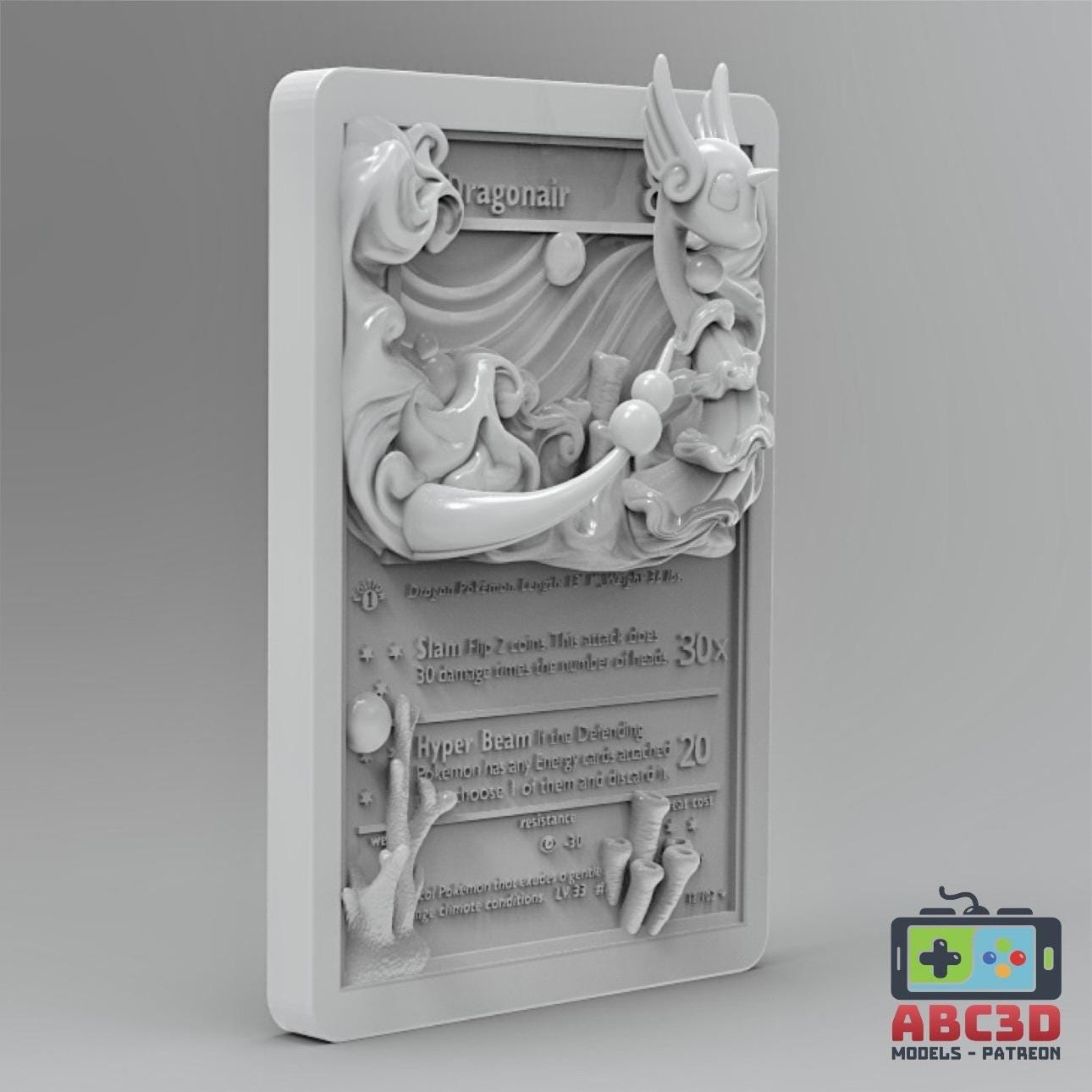 Dragonair - 3D Printed Pokemon Card Wall Hanger | Fan Art | Pokemon TCG | Resin Model | ABC3D Models