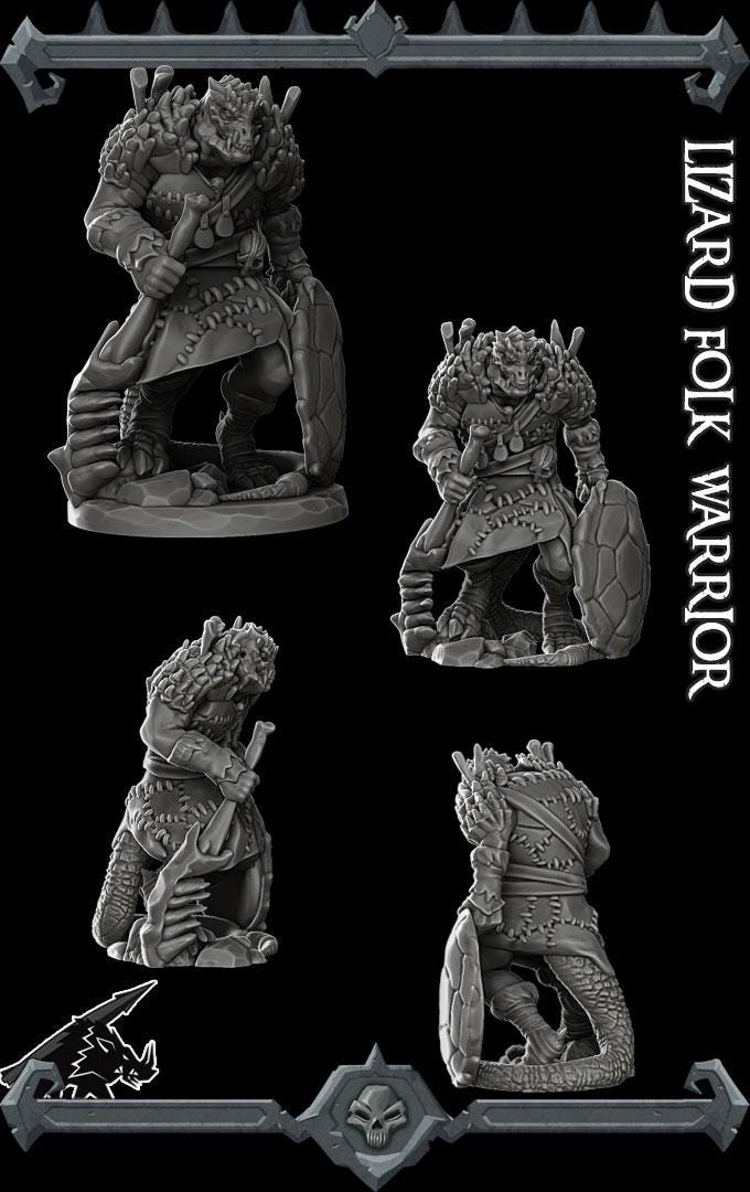 Lizardfolk Warrior | Bonus | Rocket Pig Games | Miniatures for tabletop games. 28mm to 32mm Resin Figures for RPG, D&D, Dungeons and Dragons