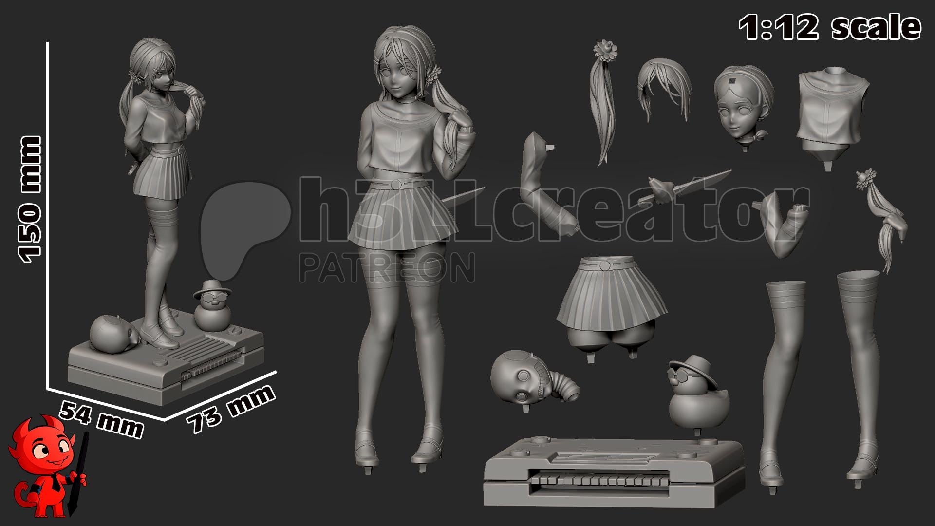 Mita from MiSide (fan art) | Full Model or Bust | Miniature scale 1:12 | h3LL Creator | DIY Model Kit