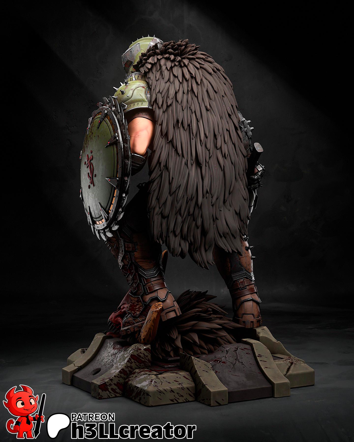 Doomguy Dark Ages Fan Art Miniature 1:12 Scale DIY Model Kit - Full Figurine or Bust