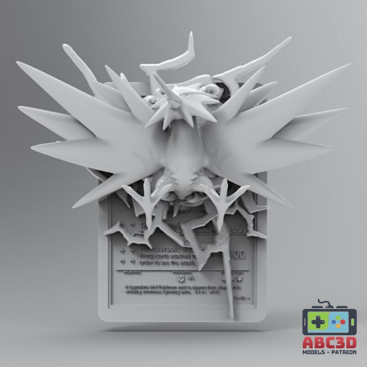 Zapdos - 3D Printed Pokemon Card Wall Hanger | Fan Art | Pokemon TCG | Resin Model | ABC3D Models