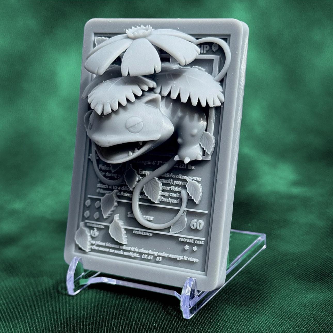 Venusaur - 3D Printed Pokemon Card Wall Hanger | Fan Art | Pokemon TCG | Resin Model | ABC3D Models