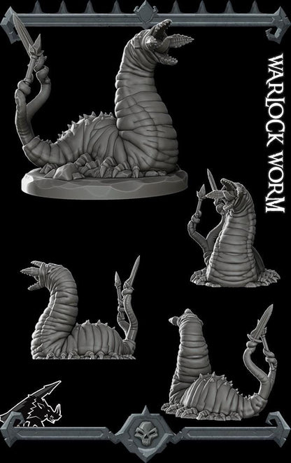Warlock Worm Miniature: 28-32mm Resin RPG Model, D&D, Dungeons and Dragons