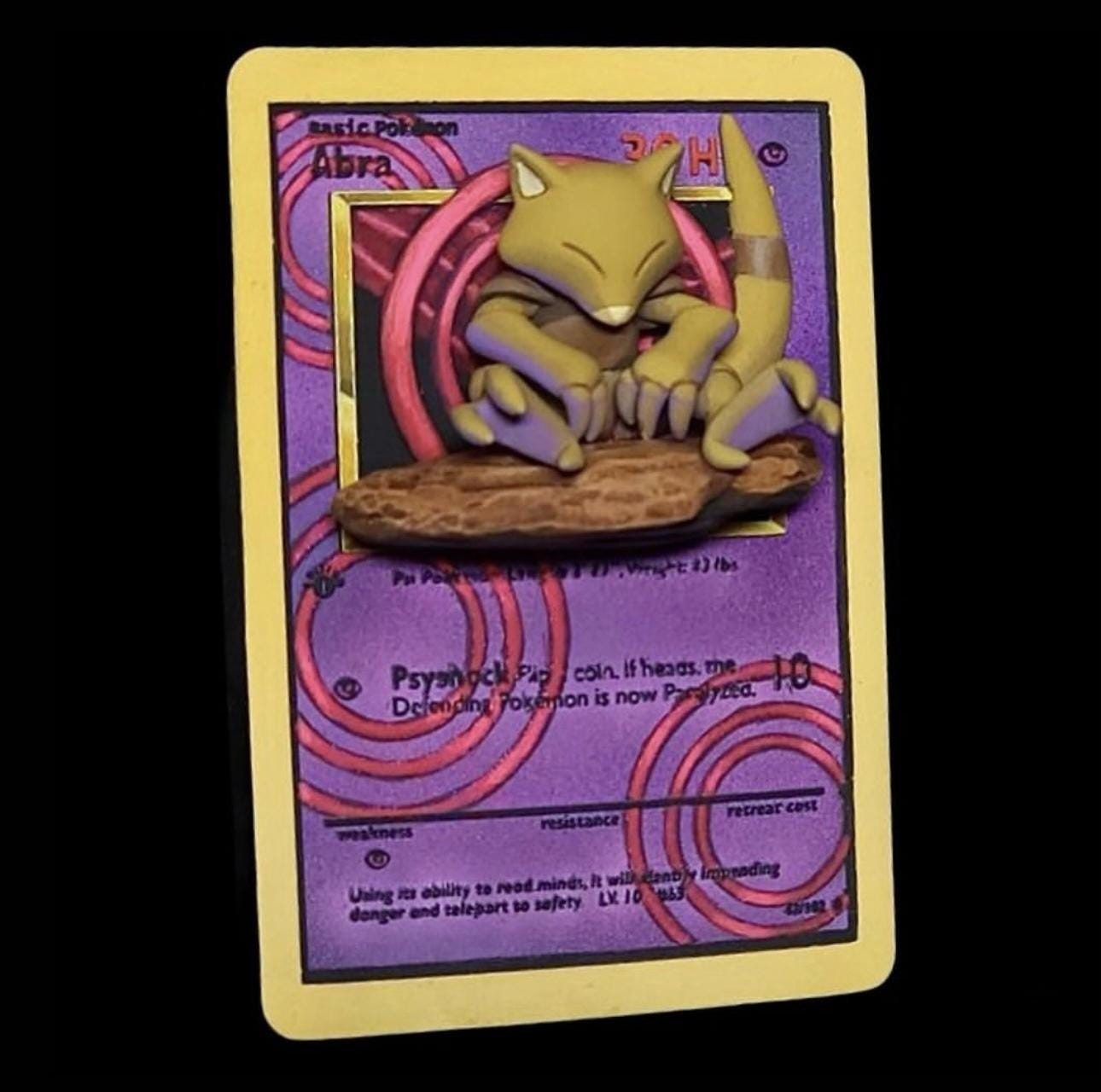 Abra - 3D Printed Pokemon Card Wall Hanger | Fan Art | Pokemon TCG | Resin Model | ABC3D Models