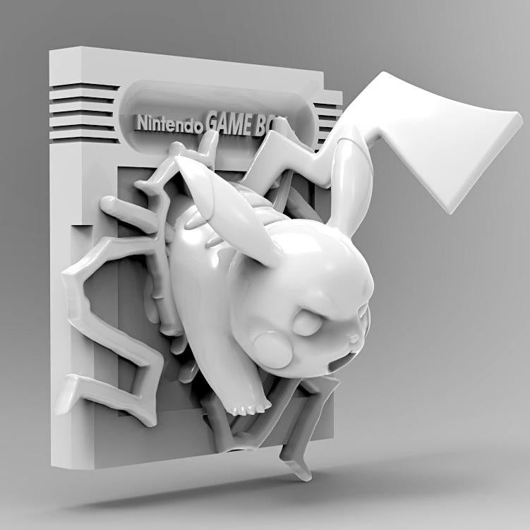 Pikachu Yellow - 3D Printed Pokemon Game Boy Cartridge Wall Hanger | Fan Art | Pokemon TCG | Resin Model | ABC3D Models