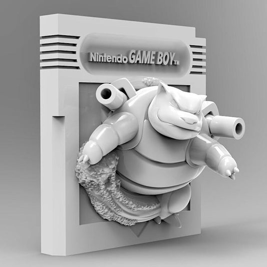 Blastoise Blue - 3D Printed Pokemon Game Boy Cartridge Wall Hanger | Fan Art | Pokemon TCG | Resin Model | ABC3D Models