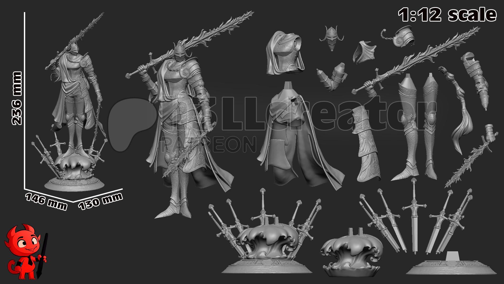 Rellana from Elden Ring (fan art) | Full Model or Bust | Miniature scale 1:12 | h3LL Creator | DIY Model Kit
