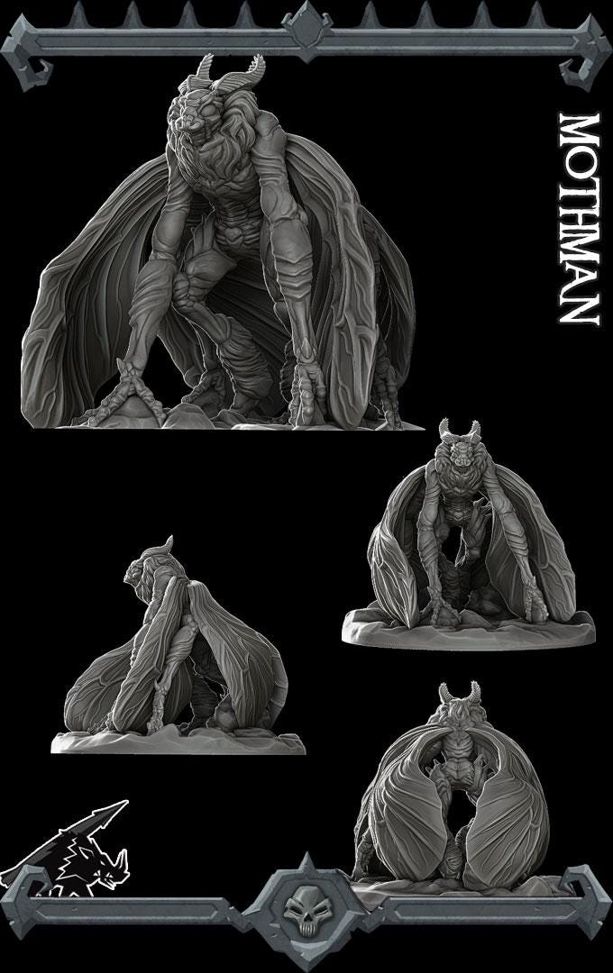 Mothman | Bonus | Rocket Pig Games | Miniatures for tabletop games. 28mm to 32mm Resin for RPG, D&D, Dungeons and Dragons