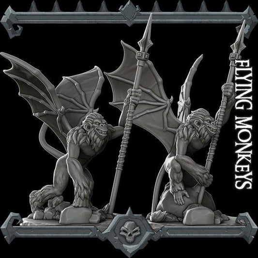 Flying Monkeys - Set of 2 | Bonus | Rocket Pig Games | Miniatures for tabletop games. 28mm to 32mm Resin for RPG, D&D, Dungeons and Dragons