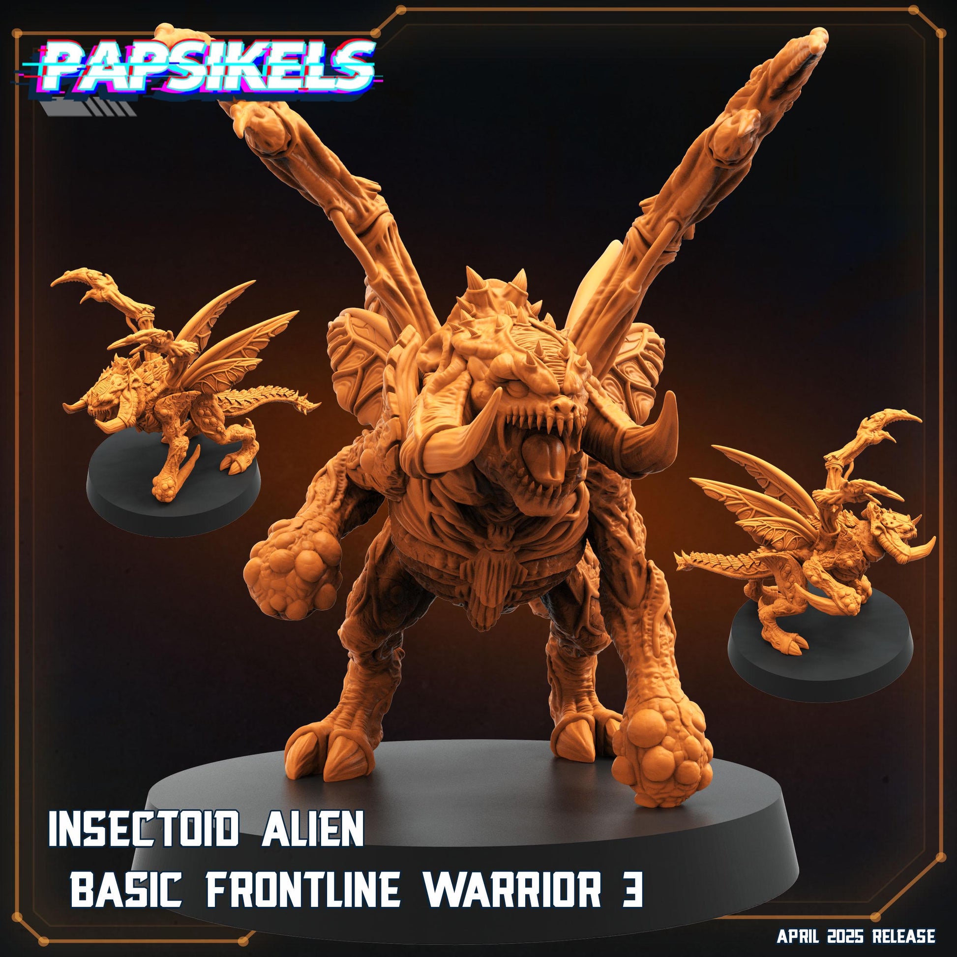 Aliens Vs Humans - Star Conflict - Insectoid Alien Basic Frontline Warrior - Starcraft, Papsikels, 32mm Mini for TTRPG Gaming, Alien RPG