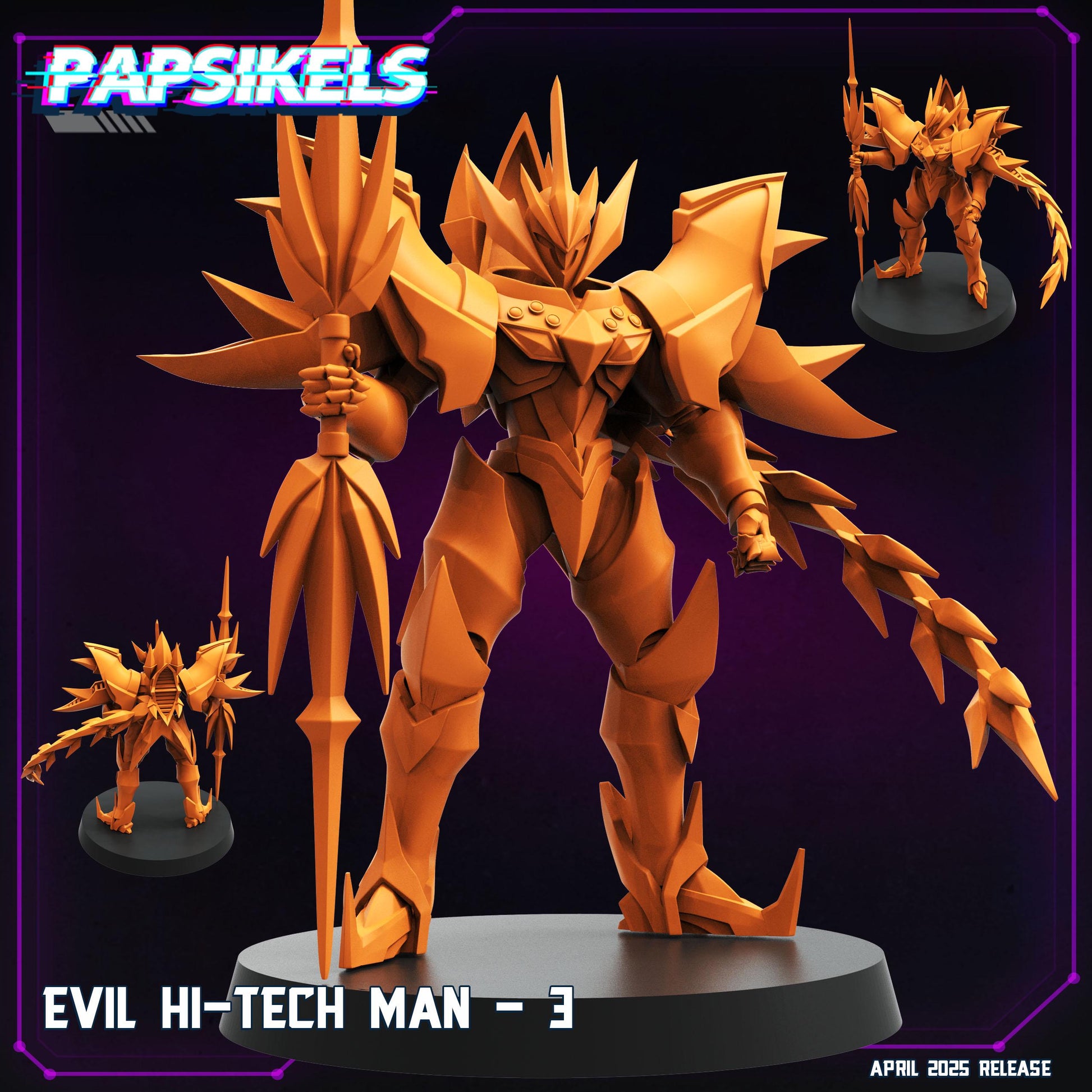 Cyberpunk - Evil Hi-Tech Man - Tekkaman Warrior 32mm Miniature for RPG, Anime-Inspired Tabletop Gaming
