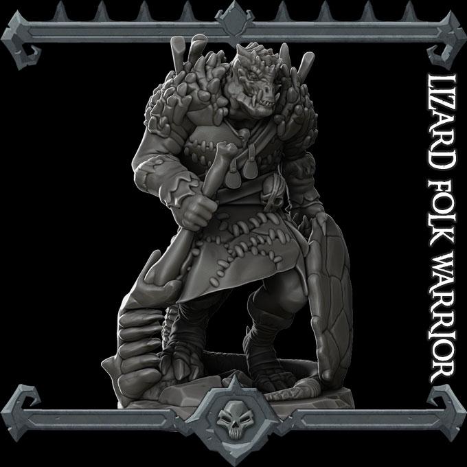 Lizardfolk Warrior | Bonus | Rocket Pig Games | Miniatures for tabletop games. 28mm to 32mm Resin Figures for RPG, D&D, Dungeons and Dragons