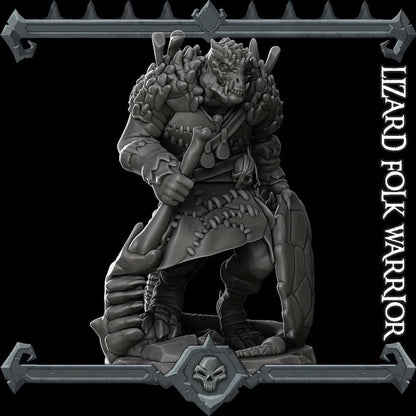 Lizardfolk Warrior | Bonus | Rocket Pig Games | Miniatures for tabletop games. 28mm to 32mm Resin Figures for RPG, D&D, Dungeons and Dragons