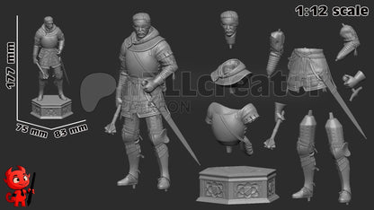 Jan of Trotznov / Zizka from Kingdom Come Deliverance 2 (fan art) Model | Miniature scale 1:12 | h3LL Creator | DIY Model Kit