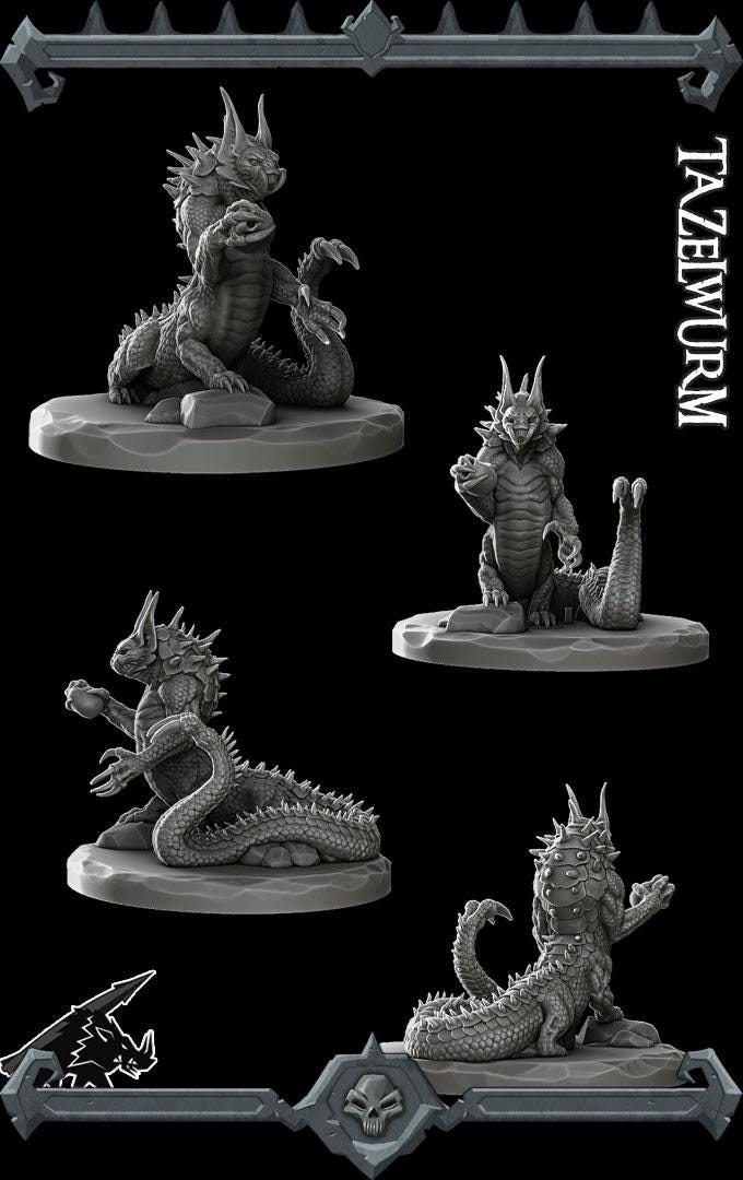 Tazelwurm | Dragonkin Collection | Rocket Pig Games | Miniatures for tabletop games. 28mm to 32mm Resin for RPG, D&D, TTRPG
