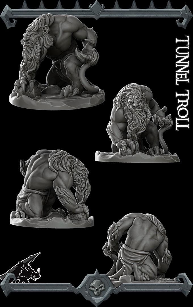 Tunnel Troll | Trolls and Giants Collection | Rocket Pig Games | Miniatures for tabletop games. 28mm to 32mm Resin for RPG, D&D, TTRPG
