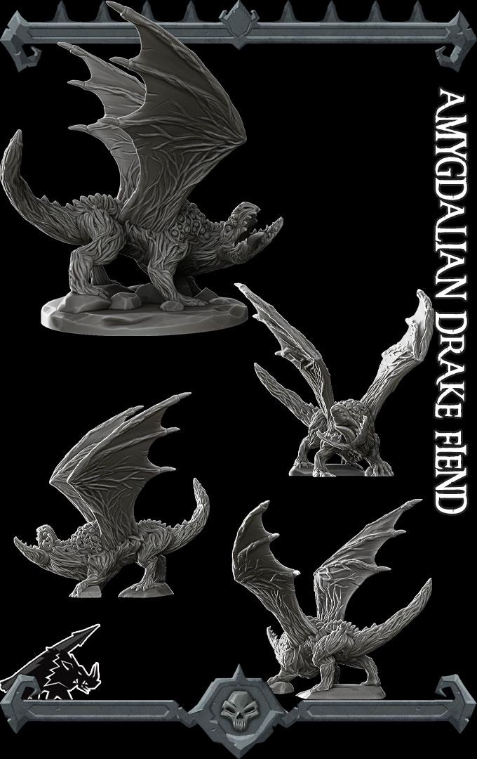 Amygdalian Drake Fiend | Aberrations Collection | Rocket Pig Games | Miniatures for tabletop games. 28mm to 32mm Resin for RPG, D&D, TTRPG