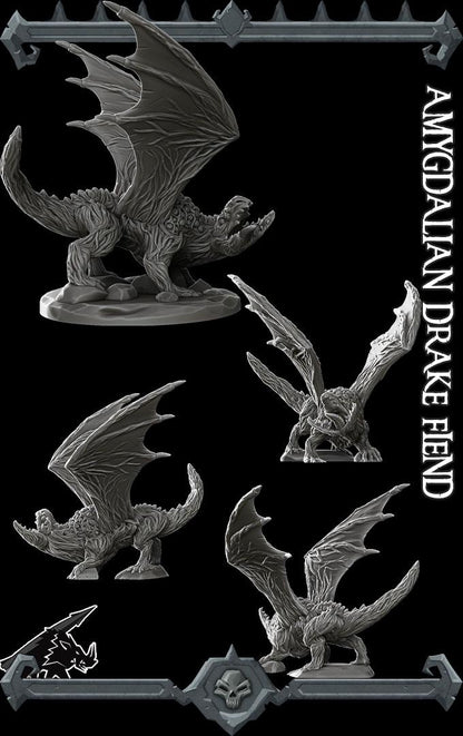 Amygdalian Drake Fiend | Aberrations Collection | Rocket Pig Games | Miniatures for tabletop games. 28mm to 32mm Resin for RPG, D&D, TTRPG