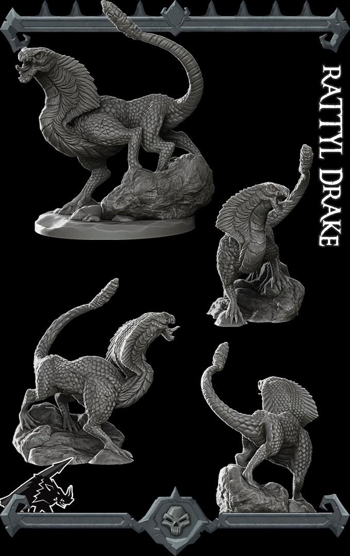 Rattyl Drake | Fantastic Beasts | Rocket Pig Games | Miniatures for tabletop games. 28mm to 32mm Resin for RPG, D&D, Dungeons and Dragons