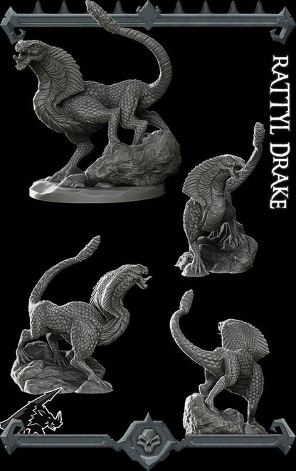 Rattyl Drake | Fantastic Beasts | Rocket Pig Games | Miniatures for tabletop games. 28mm to 32mm Resin for RPG, D&D, Dungeons and Dragons