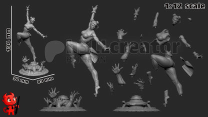 Chun-Li from Street Fighter (fan art) Model or Bust | Miniature scale 1:12 | h3LL Creator | DIY Model Kit