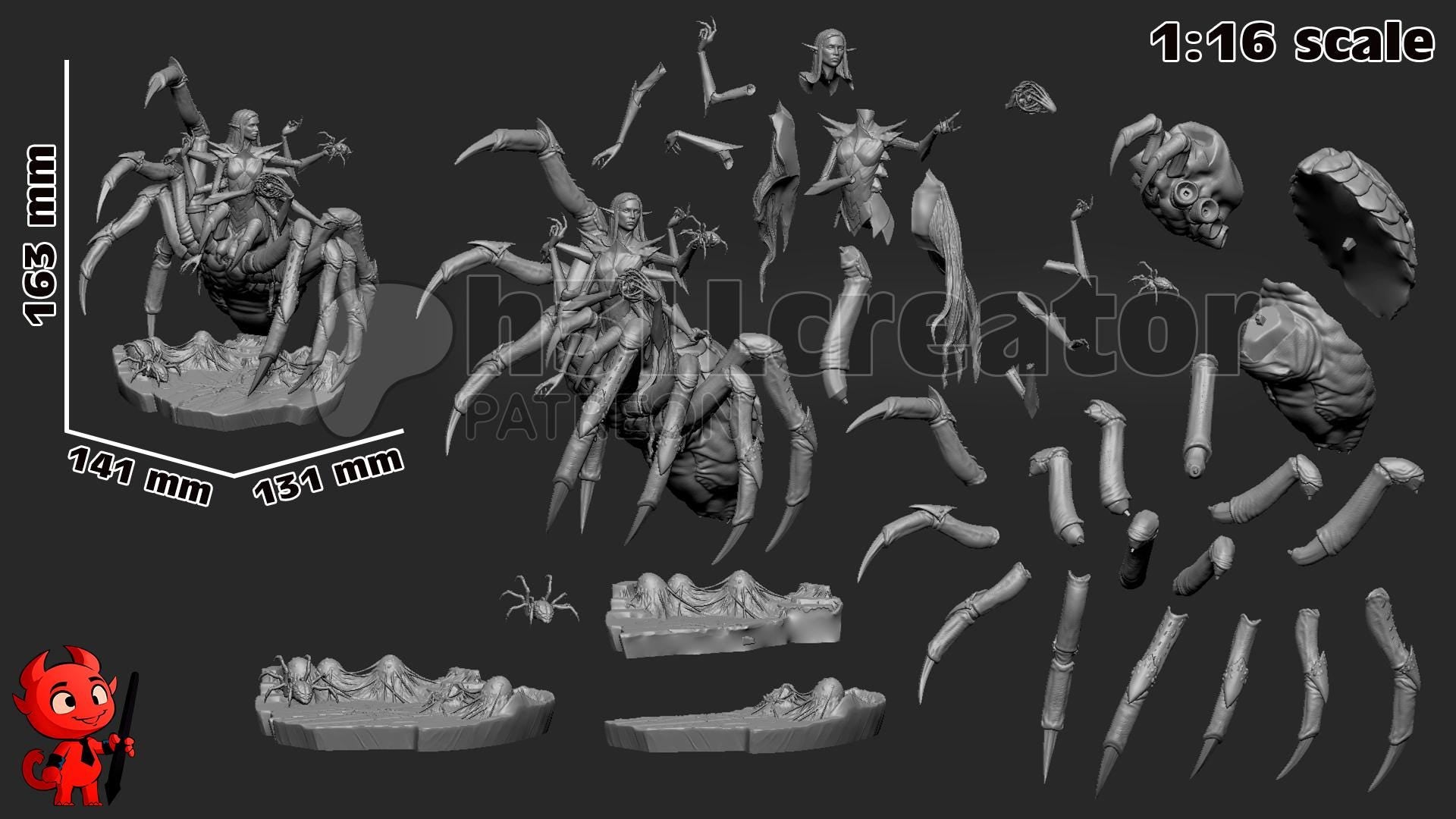 Lolth Miniature: Dungeons and Dragons Fan Art, 158mm DIY Model Kit