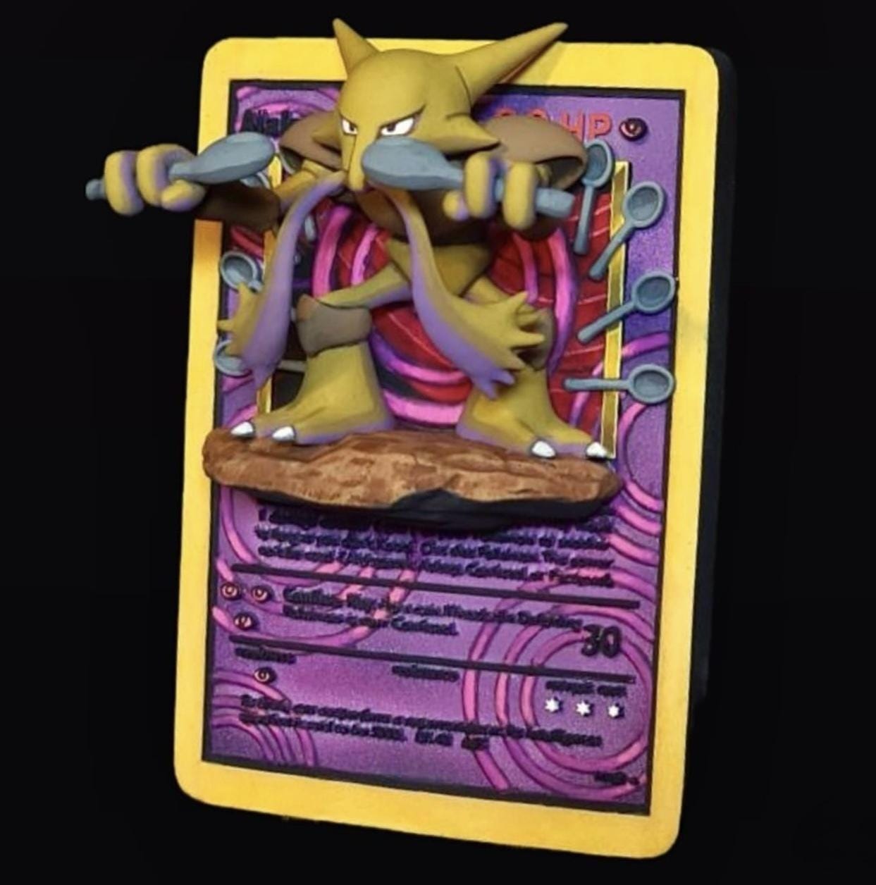 Alakazam - 3D Printed Pokemon Card Wall Hanger | Fan Art | Pokemon TCG | Resin Model | ABC3D Models