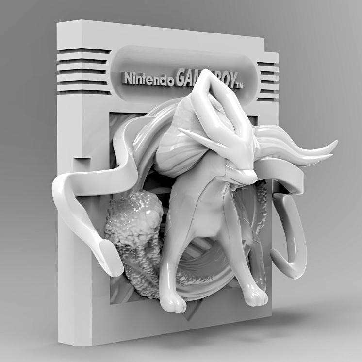 Soicune Crystal - 3D Printed Pokemon Game Boy Cartridge Wall Hanger | Fan Art | Pokemon TCG | Resin Model | ABC3D Models