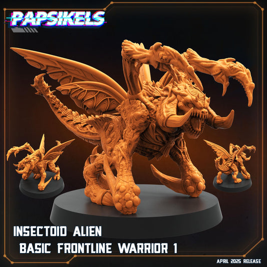 Aliens Vs Humans - Star Conflict - Insectoid Alien Basic Frontline Warrior - Starcraft, Papsikels, 32mm Mini for TTRPG Gaming, Alien RPG