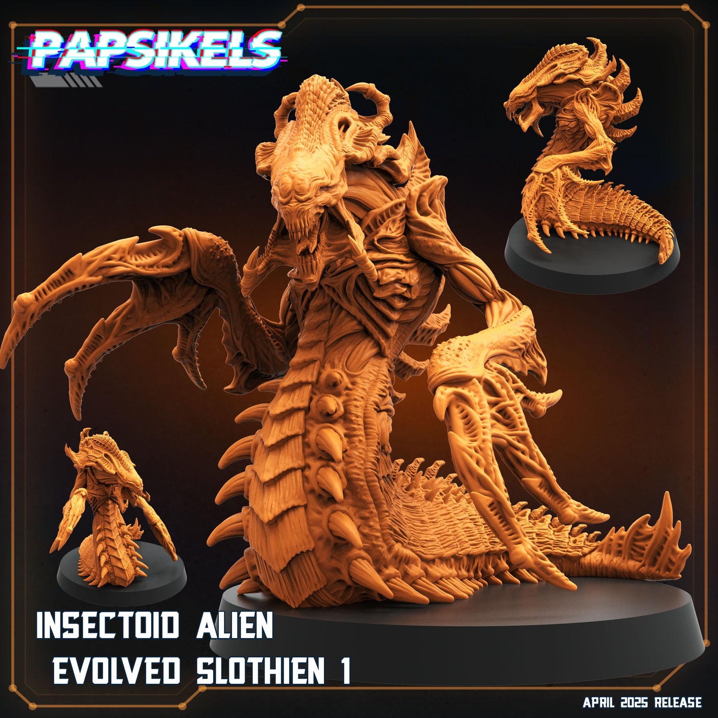 Aliens Vs Humans - Star Conflict - Insectoid Alien Evolved Slothien Set 1, - Starcraft - Papsikels, 32mm Mini for TTRPG Gaming, Alien RPG