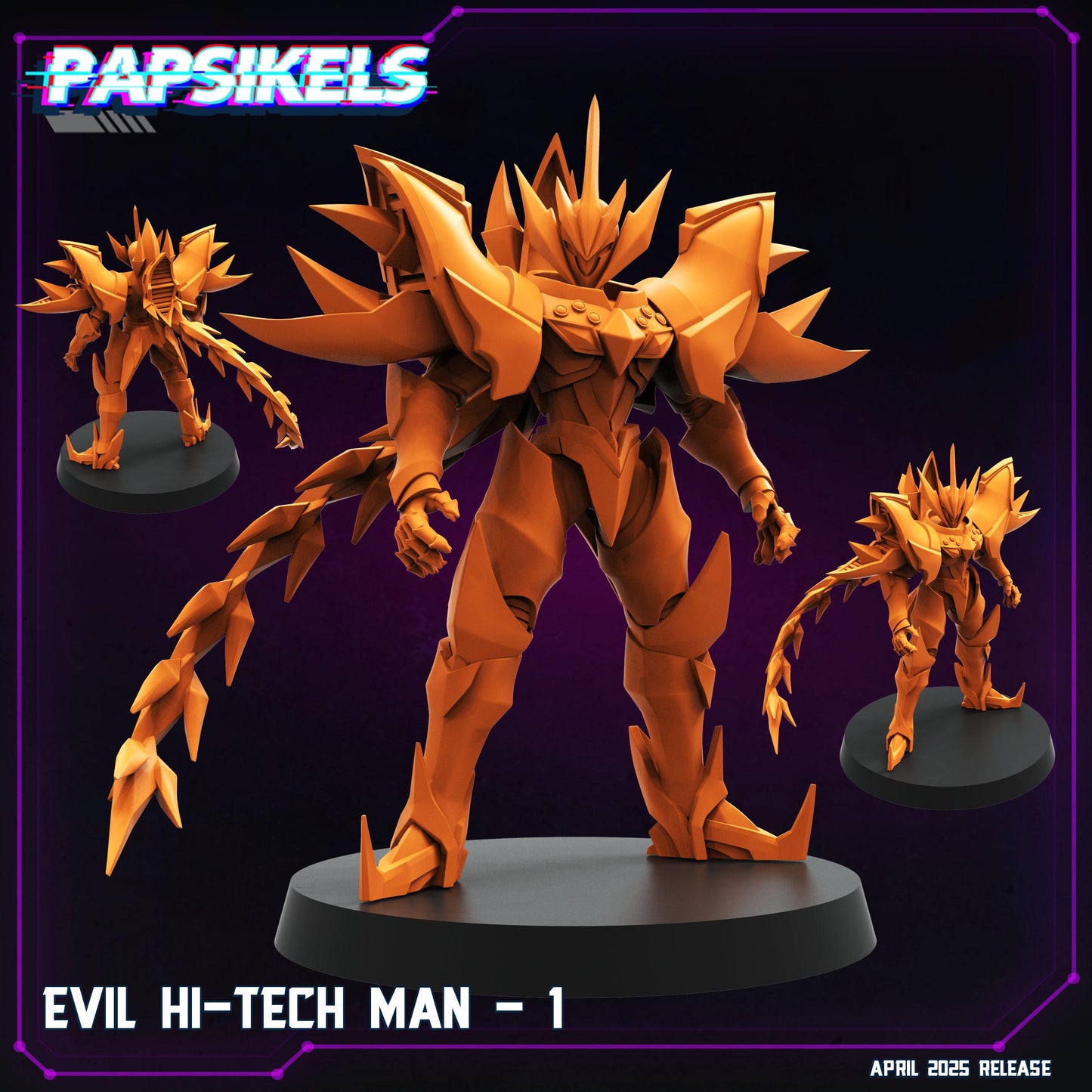 Cyberpunk - Evil Hi-Tech Man - Tekkaman Warrior 32mm Miniature for RPG, Anime-Inspired Tabletop Gaming
