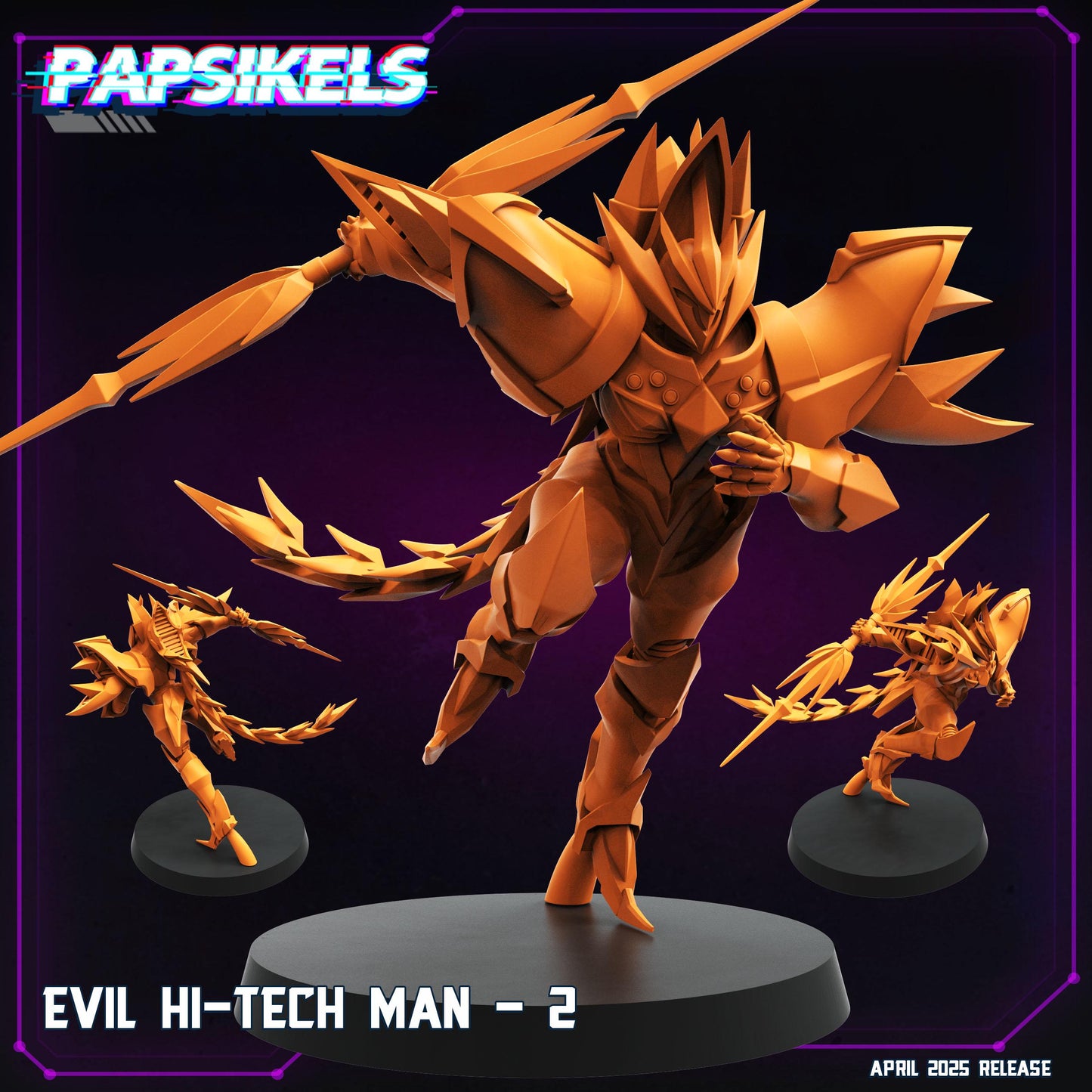 Cyberpunk - Evil Hi-Tech Man - Tekkaman Warrior 32mm Miniature for RPG, Anime-Inspired Tabletop Gaming