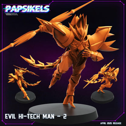 Cyberpunk - Evil Hi-Tech Man - Tekkaman Warrior 32mm Miniature for RPG, Anime-Inspired Tabletop Gaming
