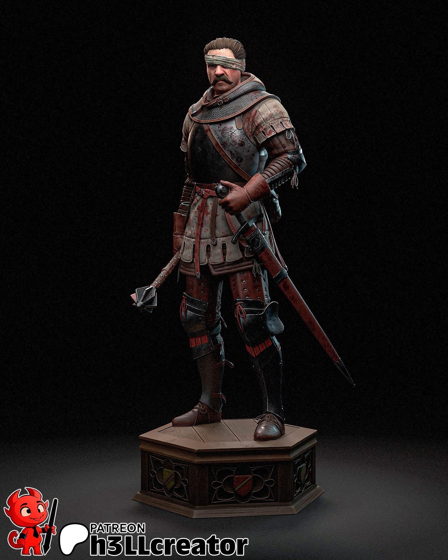 Jan of Trotznov / Zizka from Kingdom Come Deliverance 2 (fan art) Model | Miniature scale 1:12 | h3LL Creator | DIY Model Kit