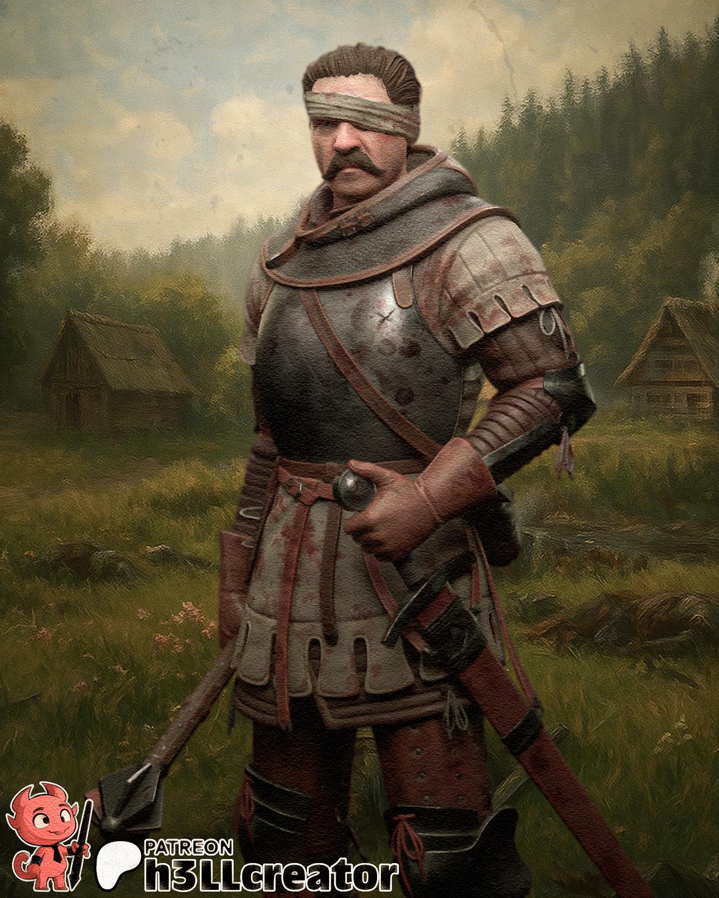 Jan of Trotznov / Zizka from Kingdom Come Deliverance 2 (fan art) Model | Miniature scale 1:12 | h3LL Creator | DIY Model Kit
