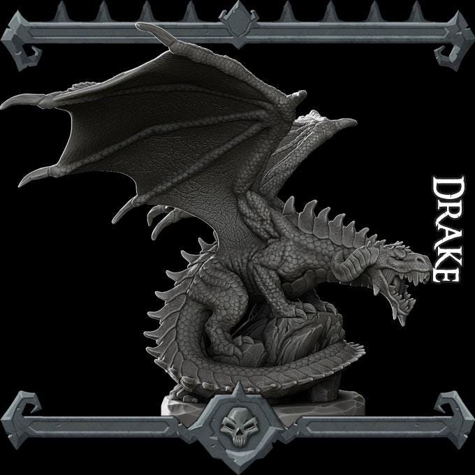 Drake | Dragonkin Collection | Rocket Pig Games | Miniatures for tabletop games. 28mm to 32mm Resin for RPG, D&D, TTRPG