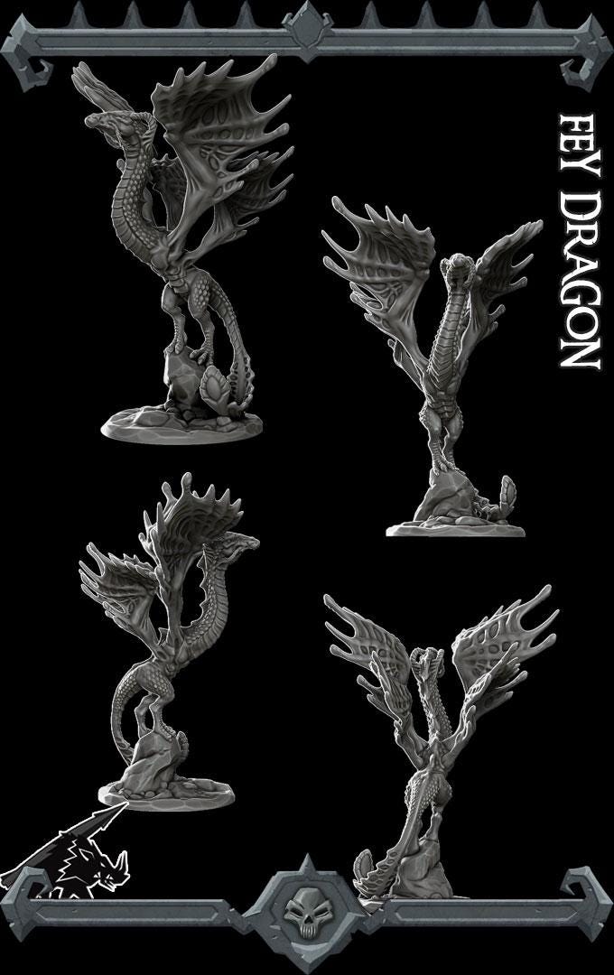 Fey Dragon | Dragonkin Collection | Rocket Pig Games | Miniatures for tabletop games. 28mm to 32mm Resin for RPG, D&D, TTRPG