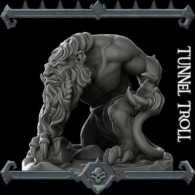 Tunnel Troll | Trolls and Giants Collection | Rocket Pig Games | Miniatures for tabletop games. 28mm to 32mm Resin for RPG, D&D, TTRPG