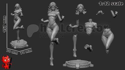 Invisible Woman from Marvel Rivals (fan art) | Full Model or Bust | Miniature scale 1:12 | h3LL Creator | DIY Model Kit