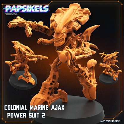 Aliens Vs Humans - Reconnaissance I Colonial Marine Ajax Power Suits and Pilots - Papsikels, 32mm Mini for TTRPG Gaming, Alien RPG