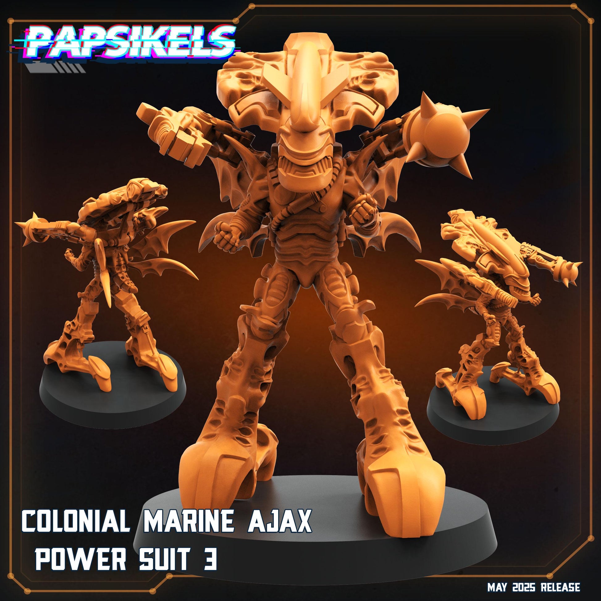 Aliens Vs Humans - Reconnaissance I Colonial Marine Ajax Power Suits and Pilots - Papsikels, 32mm Mini for TTRPG Gaming, Alien RPG