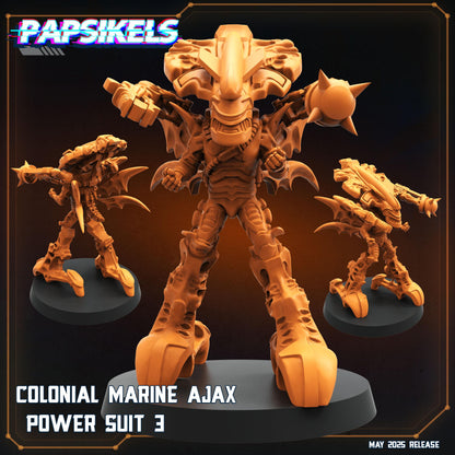 Aliens Vs Humans - Reconnaissance I Colonial Marine Ajax Power Suits and Pilots - Papsikels, 32mm Mini for TTRPG Gaming, Alien RPG