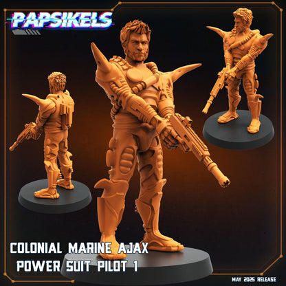 Aliens Vs Humans - Reconnaissance I Colonial Marine Ajax Power Suits and Pilots - Papsikels, 32mm Mini for TTRPG Gaming, Alien RPG