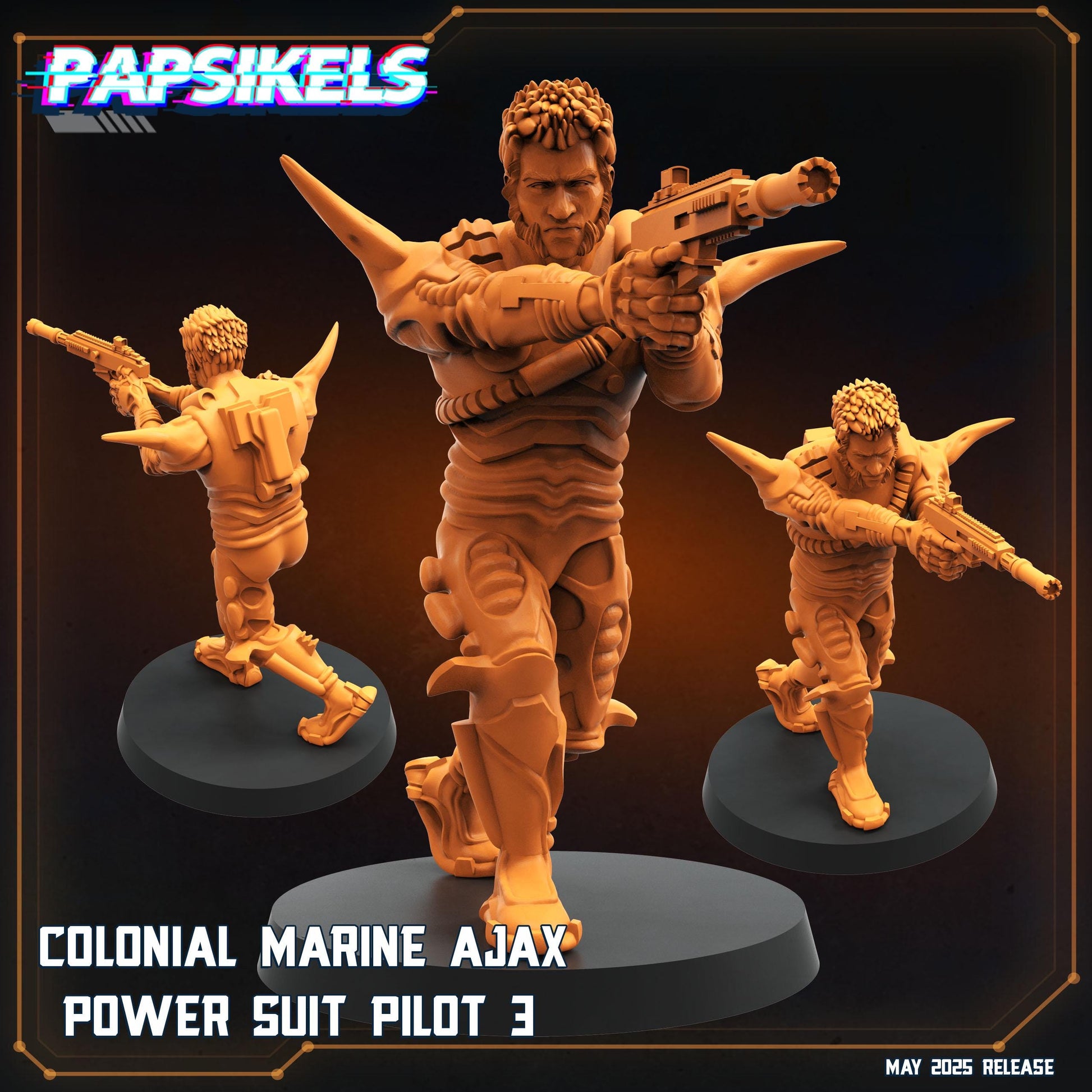 Aliens Vs Humans - Reconnaissance I Colonial Marine Ajax Power Suits and Pilots - Papsikels, 32mm Mini for TTRPG Gaming, Alien RPG