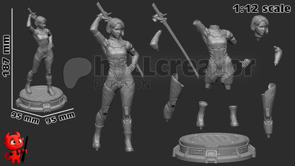 Mio from Split Fiction (fan art) | Full Model or Bust | Miniature scale 1:12 | h3LL Creator | DIY Model Kit