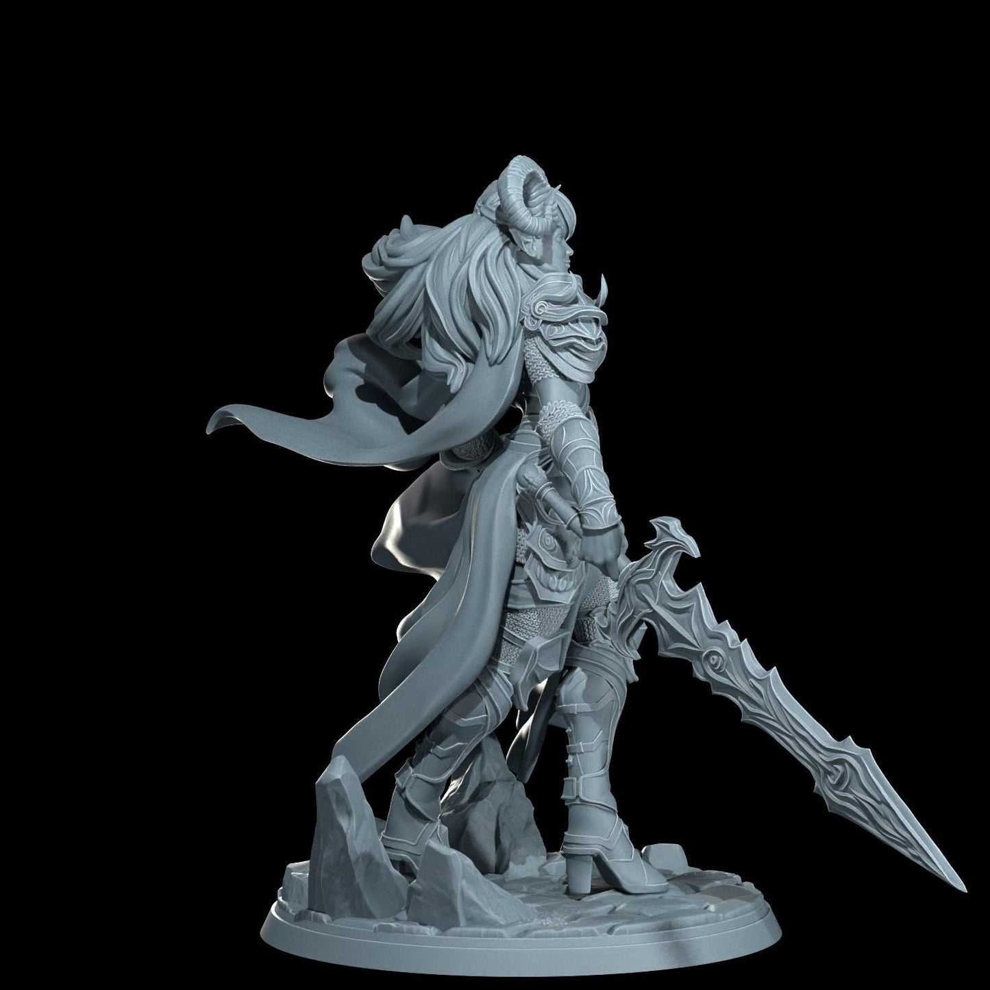Kaela The Infernal Blade: Tiefling Warrior Miniature - Cosmondo Resin (28mm, 32mm, 75mm)