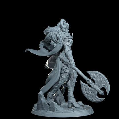 Kaela The Infernal Blade: Tiefling Warrior Miniature - Cosmondo Resin (28mm, 32mm, 75mm)