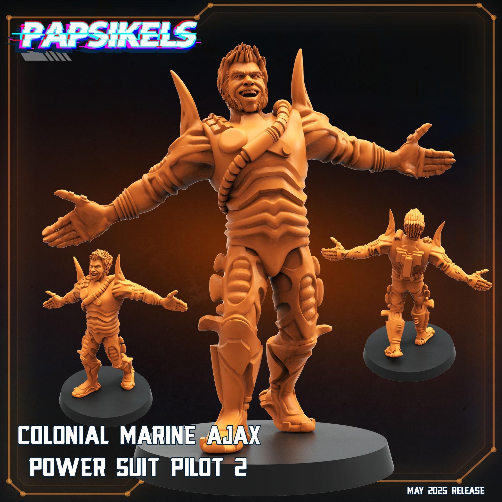 Aliens Vs Humans - Reconnaissance I Colonial Marine Ajax Power Suits and Pilots - Papsikels, 32mm Mini for TTRPG Gaming, Alien RPG