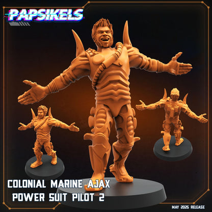 Aliens Vs Humans - Reconnaissance I Colonial Marine Ajax Power Suits and Pilots - Papsikels, 32mm Mini for TTRPG Gaming, Alien RPG
