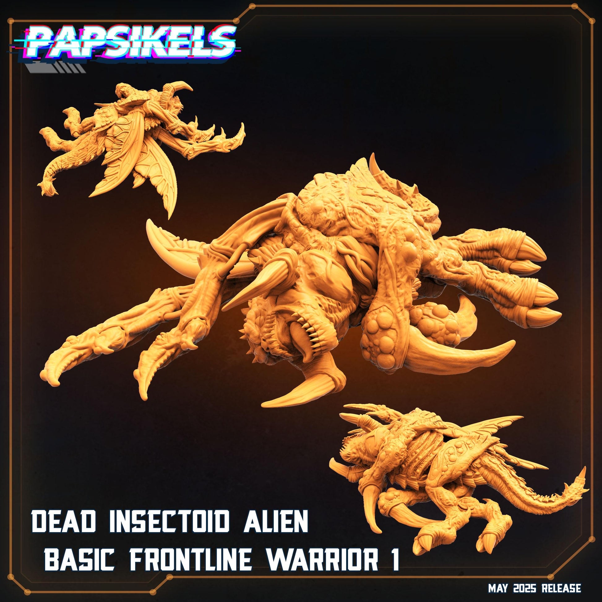Aliens Vs Humans - Reconnaissance | Dead Insectoid Alien Basic Frontline Warrior - Starcraft, Papsikels, 32mm Mini - TTRPG Gaming, Alien RPG